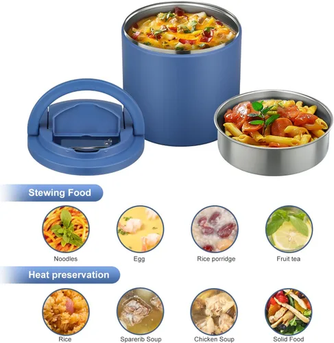 Vista 2 de Frasco de comida aislado de 40 onzas - Diga adiós a los derrames y comidas frías Tapa hermética a prueba de fugas QuickLift Thermo para comida