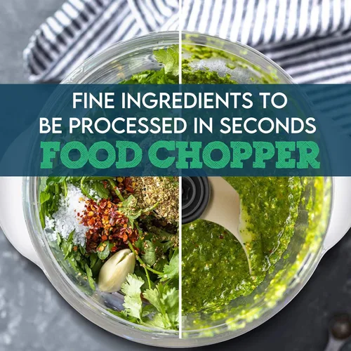 Vista 4 de Electric Food Processor,Food Chopper with Garlic Peeler and Titanium Coating Blades, 5 Cup Glass Bowl for Vegetables Fruit Salad Onion Garlic Meat