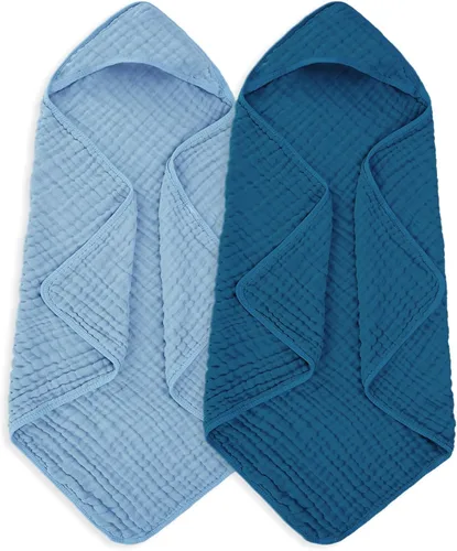 Vista 13 de MIGIOL Toallas de muselina con capucha para bebé 100% algodón, toalla de baño de muselina súper suave para bebé - 32 x 32 pulgadas, adecuada