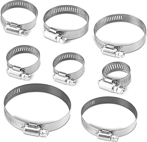 Vista 7 de UD - Abrazadera de manguera de acero inoxidable, 40 abrazaderas de manguera de engranaje helicoidal ajustable, rango de 0.315-1.732 in, kit
