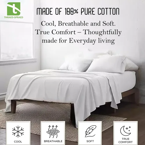 Vista 12 de Twin Size 4-Piece Sheet Set 1000 Thread-Count 100% Egyptain Cotton, 1000TC Soft, Breathable, Long-Staple Cotton Sateen Weave, Fits 19 Inches Extra