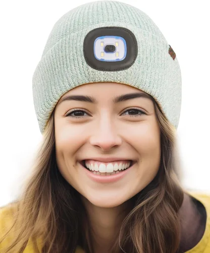 Beanie Hat with Light, Merino Wool Winter Hat LED Knit Beanie Hat USB Rechargeable Night Scope Gift for Men Women