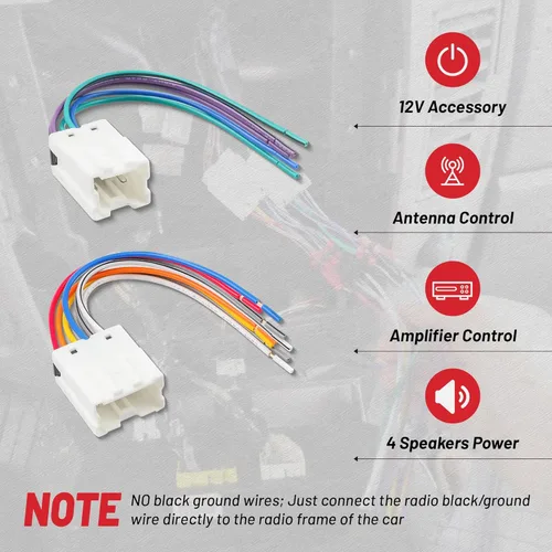 Vista 3 de RED WOLF Arnés de cableado de instalación de radio para Nissan 1995-2008, Infiniti 1990-2008 Reemplazo para conector de enchufe estéreo