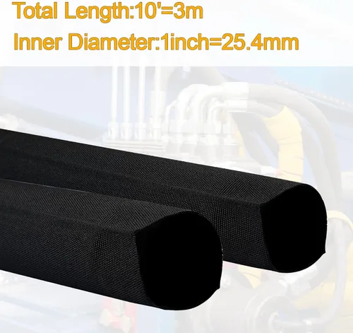 Vista 3 de Funda protectora de nailon para manguera, cubierta de cable, manguera hidráulica de antorcha Tig, diámetro interior de 1 pulgada, 10 pies
