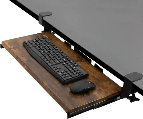 Vista 12 de VIVO Bandeja pequeña para teclado, extraíble debajo del escritorio con sistema de montaje de abrazadera C extra resistente, plataforma deslizante