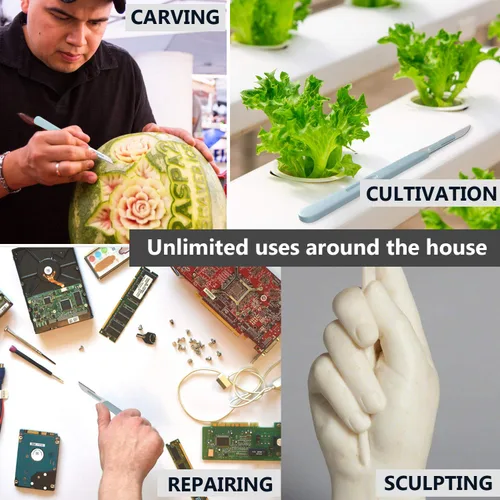 Vista 4 de MyMed Bisturí desechable 14, paquete de 20 cuchillas de dermaplaning desechables con mango de plástico, bisturí de cuchillo quirúrgico, cuchillas