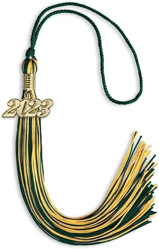 Vista 32 de Endea Graduation - Borla de doble color mixto con fecha dorada (negro/dorado antiguo, 2021)