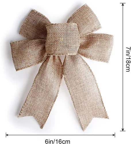 Vista 2 de Arcos rústicos de yute para coronas de arpillera, lazos para decoración de árbol de Navidad para boda, vacaciones, cumpleaños, fiesta, decoración