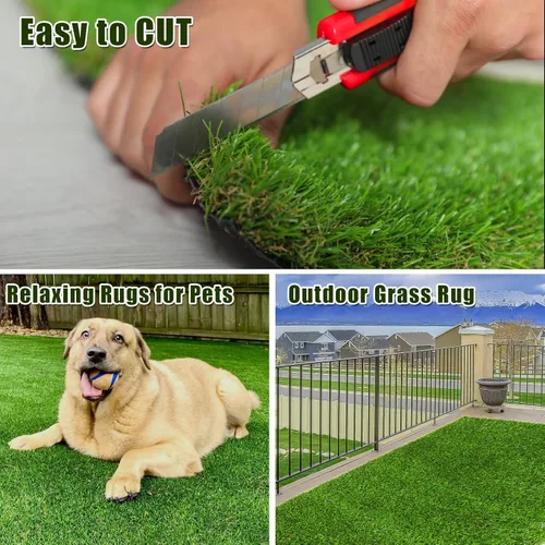 Vista 6 de Weidear Césped artificial de 4 x 6 pies, alfombra de césped artificial de 1.38 pulgadas, alfombra de césped sintético de 4 tonos, césped artificial