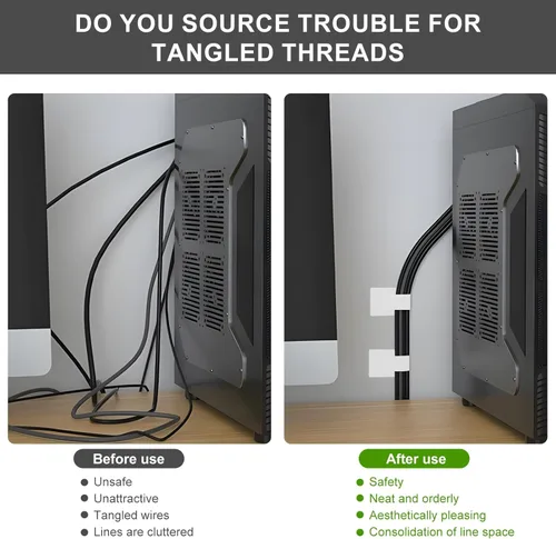 Vista 4 de Paquete de 50 bridas reutilizables autoadhesivas para organizar cables, correas ajustables de gancho y bucle para organizar cables de datos, cables