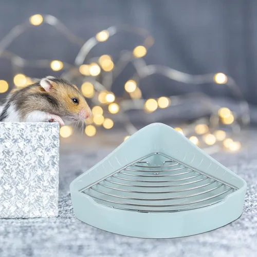 Vista 7 de Sartén de arena para animales pequeños, jaula de animales pequeños, inodoro de cerámica, triángulo, conejo, esquina, hámster, orinal para hámster