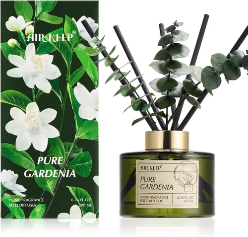 Vista 13 de Airkeep - Juego de difusor de aceite con varillas de junco, 6.76 fl oz, aceite esencial de lavanda y eucalipto, 3 hojas y 8 varillas, decoración