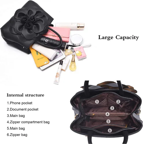 Vista 4 de Segater® Bolsos de mano superior para mujer, bolsos cruzados de cuero de la PU elegantes