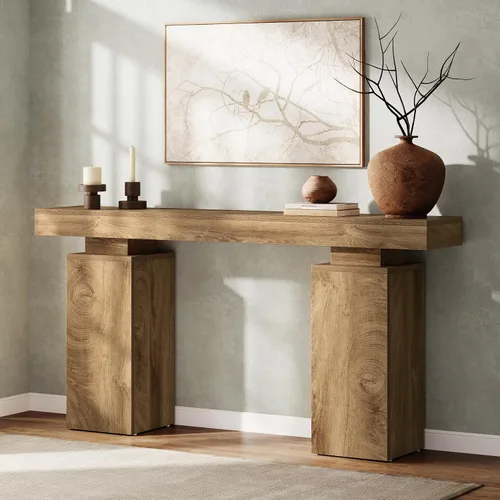 Tribesigns - Mesa consola de 63 pulgadas de largo, mesa de entrada estilo granja detrás del sofá, soporte de vestíbulo de madera, mueble moderno de