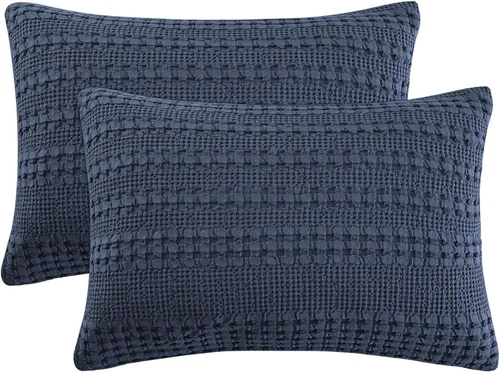 Vista 241 de PHF - Fundas de almohada 100% algodón con tejido gofre europeo, 26 x 26 pulgadas, 2 unidades para decoración elegante del hogar, para cama, sin