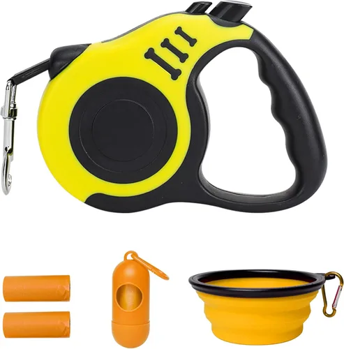 Vista 26 de Correa retráctil para perros pequeños y medianos, automática, telescópica, cinta para mascotas de 10/16 pies, duradera y práctica, con asa