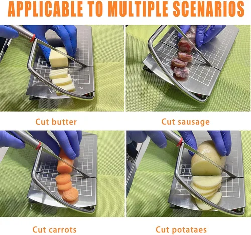 Vista 4 de Cortador de queso, cortador de queso multifuncional de acero inoxidable, adecuado para cortar queso en bloques, mantequilla, verduras, salchichas