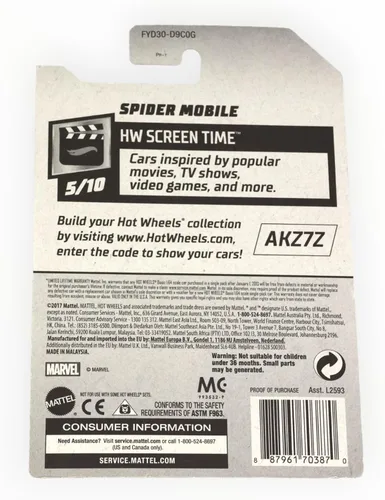 Vista 2 de Hot Wheels 2019 The Amazing Spider-Man Hw Tiempo de pantalla: Spider-Mobile (rojo/azul)