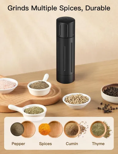 Vista 5 de Molinillo de pimienta POPWOODS, molinillo manual de aluminio de grado profesional, molinillo de pimienta recargable de alto rendimiento y alta