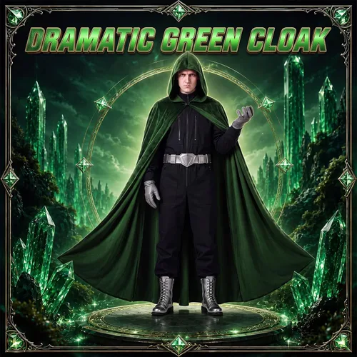 Vista 4 de Dr Green Costume Supervillain Green Cloak with Hood