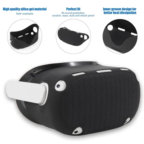 Vista 3 de for MetaOculus Quest 2 AccessoriesVR Controller Gips CoverVR Shell CoverVR Facial Vent Soft Interface Bracket Accessory 5-in-1 SetBlack