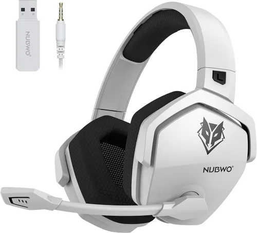 NUBWO Auriculares inalámbricos para juegos con micrófono para PC Ps5 Ps4, cero interferencias, batería de 100 horas de juego todo el día,