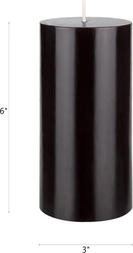 Vista 2 de Mega Candles 1 vela de pilar negra sólida sin perfume, vertida a mano, vela de cera de alta calidad de 3 x 6 pulgadas, decoración del hogar, spas