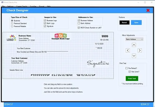Vista 2 de Print Checks Pro - Check Printing Software for Windows 10/11