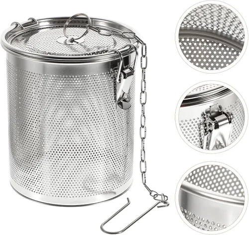 Vista 7 de Yardwe Cesta infusora de especias de acero inoxidable con gancho de cadena, colador de sopa de malla extrafina para cocinar, condimentar y preparar