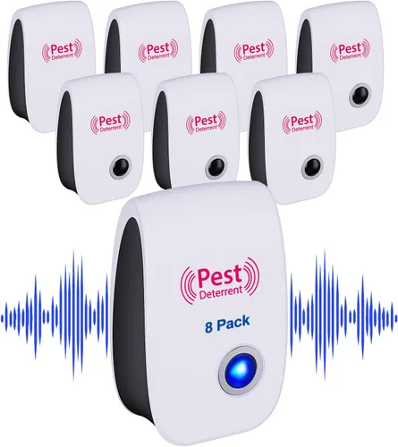 Paquete de 8 repelentes ultrasónicos para control de plagas y ratón ultrasónico, repelente de insectos y roedores para interiores, para mosquitos,