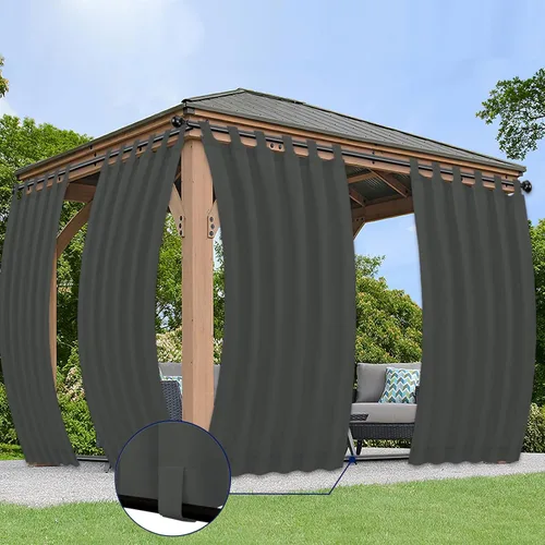 Vista 25 de PureFit Cortinas de exterior para patio desmontable, con pestañas adhesivas, impermeables, resistentes a la intemperie, a los rayos UV y a la Blanco