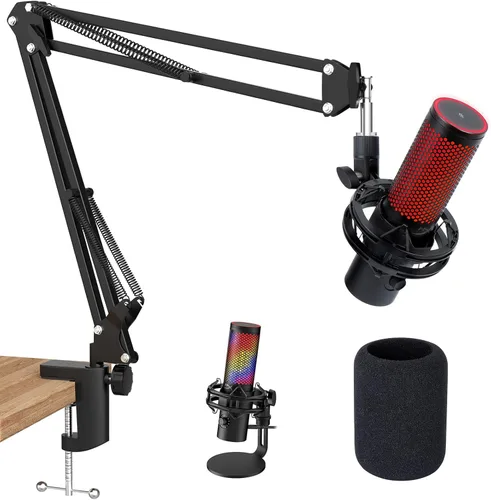 Vista 7 de Abrazadera de escritorio de metal para micrófono Suspensión Boom Scissor brazo soporte soporte con tornillo ajustable por SUNMON