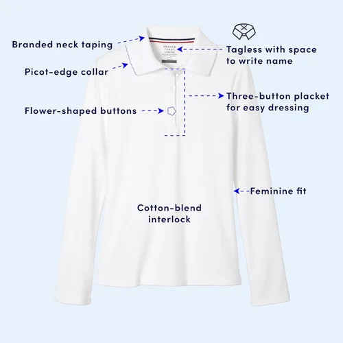 Vista 3 de French Toast Little Girls 'bebé LS ajustado Polo de punto con Picot collar