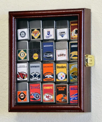 Vista 2 de 20 Zippo Lighter Display Case Cabinet Holder Wall Rack Box - Lockable