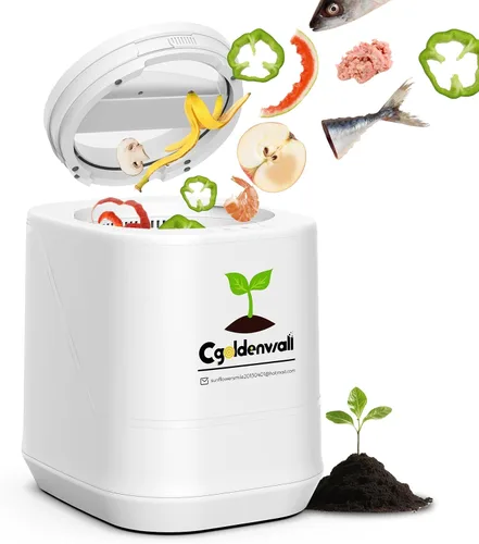 Vista 8 de Compostador eléctrico para cocina, contenedor de compostaje inteligente grande con 2 filtros de carbono, fabricante de abono rápido que convierte