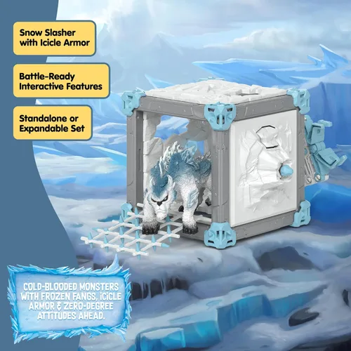 Vista 7 de Schleich Eldrador Creatures - Set de juego BattleCave Snow Slashe de 48 piezas para niños y niñas - Edades 7+ 42733