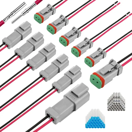 JRready Juego de arnés de cableado Deutsch DT de 2 pares de 6 pares con cable UL3266 16 AWG, conectores a tope de crimpado de especificaciones