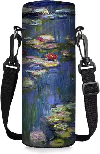 Vista 12 de ToLuLu Funda para botella de agua, funda de neopreno aislada para botella de agua, 25.4 fl oz, 33.8 fl oz, con correa de hombro ajustable, para Negro