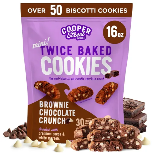 Cooper Street Galletas biscotti de chocolate con brownie dos veces horneadas (16 onzas), más de 50 mini bocadillos de biscotti de estilo italiano de