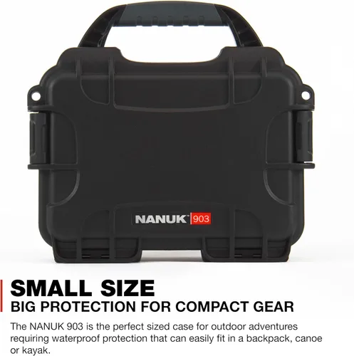 Vista 2 de NANUK 903 - Funda rígida impermeable pequeña con inserto de espuma, 9.1 x 6.8 x 3.8 pulgadas, color negro