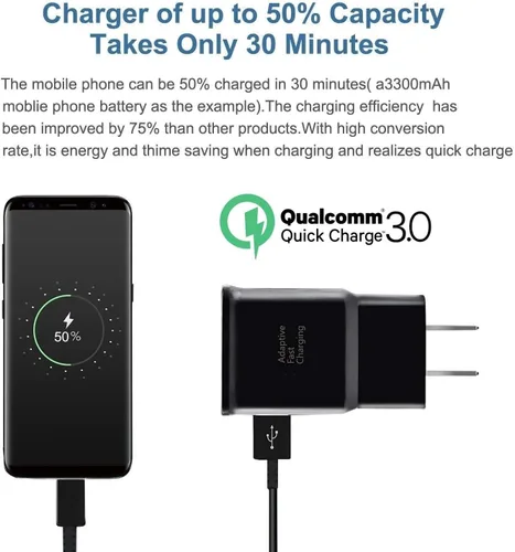 Vista 3 de Cargador USB C Samsung de carga rápida para teléfono Android tipo C de 6.6 pies para Samsung Galaxy Phone