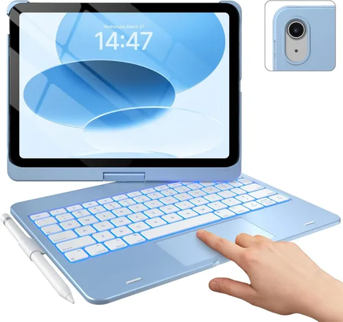 Vista 18 de typecase Funda táctil para iPad de 11ª y 10ª generación con teclado (11 pulgadas 2025, A16 y 10.9 pulgadas 2022) – Rotación de 360°