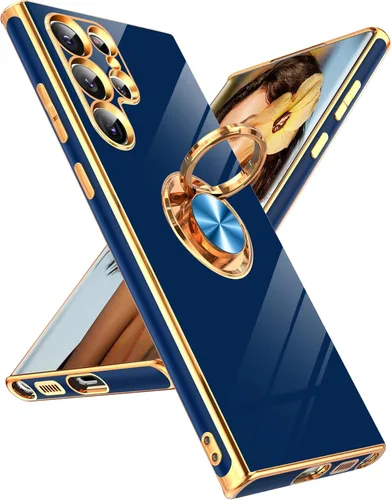 Vista 126 de LeYi para Funda de Teléfono Samsung Galaxy A13-5G: Protector de Pantalla de Vidrio Templado, Soporte Magnético Giratório de Anillo 360°, Borde Negro