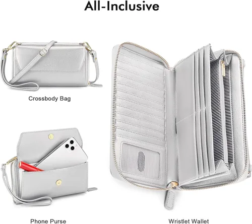 Vista 7 de nuoku Carteras para mujeres con ranuras para tarjetas de crédito con bloqueo RFID de gran capacidad