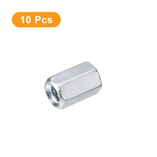 Vista 3 de uxcell Tuercas de acoplamiento M5x8x10mm - Acoplador de varilla roscada hexagonal de acero al carbono galvanizado para muebles, electrónico