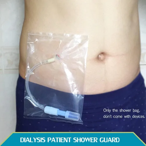 Vista 2 de Bolsa de ducha de diálisis peritoneal, impermeable, protector de puerto PD, funda desechable para transferencia, soporte de catéter, clavija