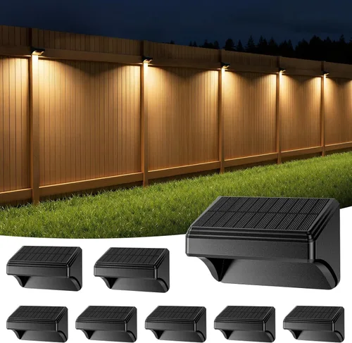 Vista 19 de Bridika Luces Solares para Cerca, Luces para Cerca Luces Solares para Cerca Exteriores Impermeables Blanco Cálido y Resplandor de Color Luces LED