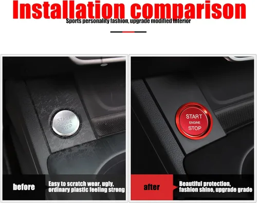 Vista 3 de 2 calcomanías para cubierta de botón de arranque del motor de automóvil, decoración de círculo de arranque con un botón, accesorios interiores