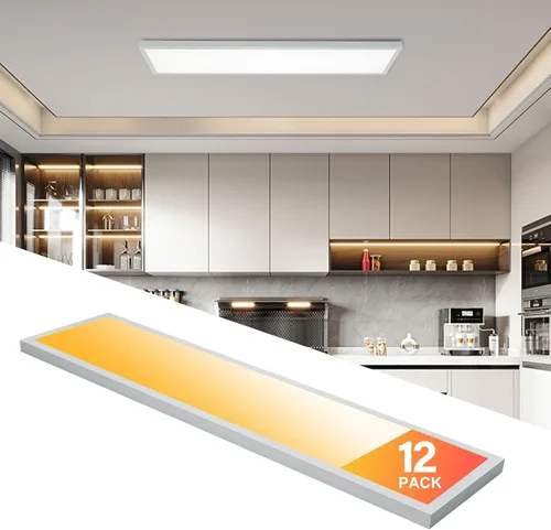 Vista 10 de Lámpara de panel plano LED negra de 1x4 pies, montaje en superficie, 5000K-4000K-3000K seleccionable y regulable Triac, lámpara de techo rectangular