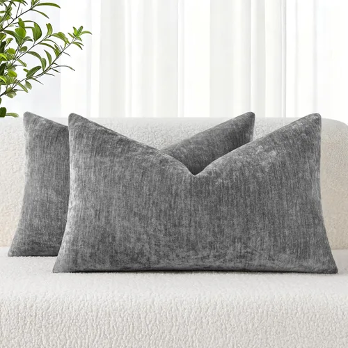 Vista 9 de decorUhome Juego de 2 fundas de almohada decorativas de felpilla Aqua Haze de 18 x 18 pulgadas, fundas de almohada suaves y sólidas teñidas